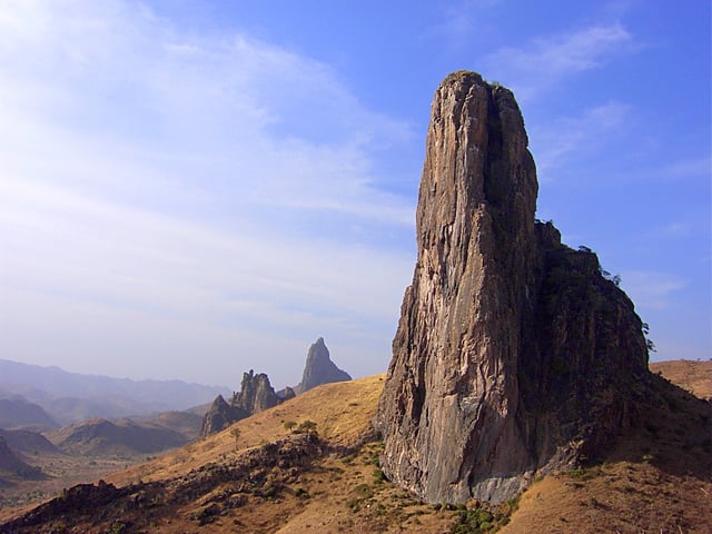 Volcanic plugs dot the landscape near Rhumsiki, Far North Region.