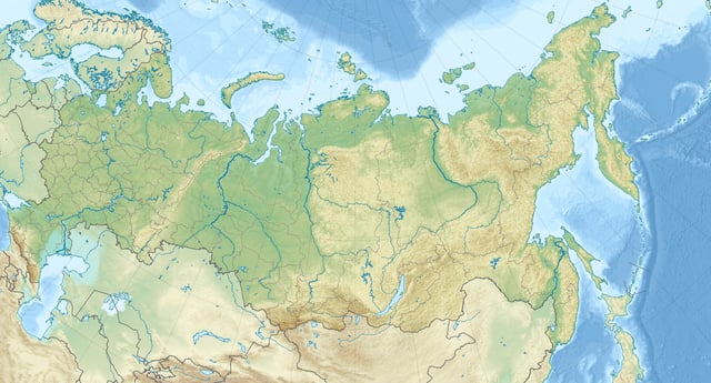 Physical map of Russia with locations of major cities