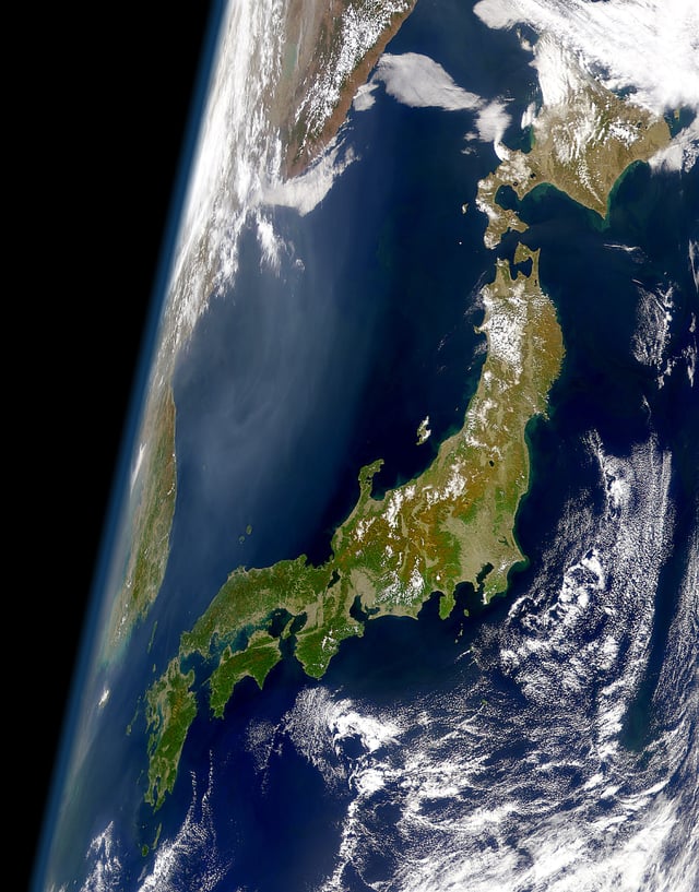 The Japanese archipelago as seen from satellite