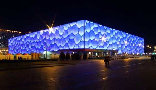 The Beijing National Aquatics Center, dubbed "The Water Cube"
