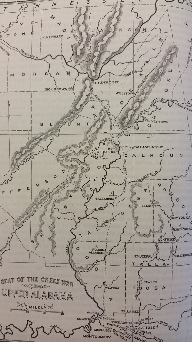 Map of Alabama during the War of 1812