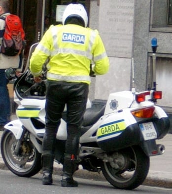 A member of the motorcycle unit of the Garda Síochána