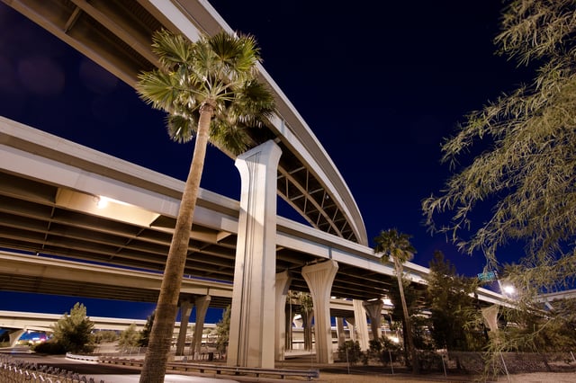 The Stack (Interstates 10 and 17) interchange at night in 2012