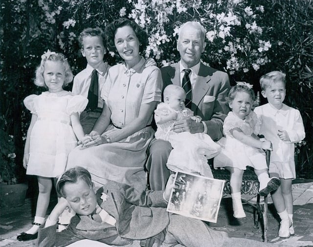 Farrow (far left) with her family, 1950