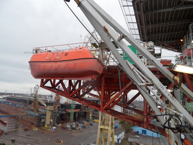 Lifeboat on oil rig