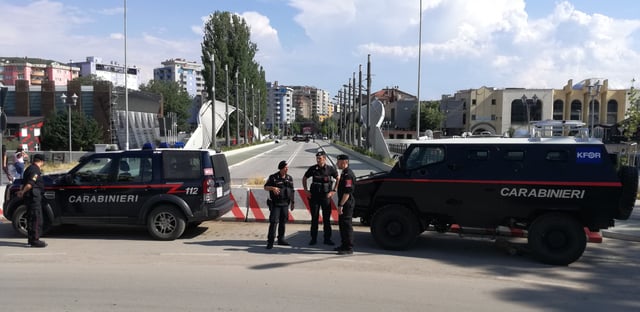 KFOR-MSU Carabinieri Patrols in front of the Ibar Bridge in Mitrovica, Kosovo, 2019