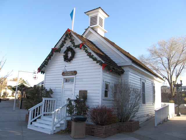 The Old Glendale School, built in 1864, is listed as a Nevada Historical Marker (No. 169). Glendale preceded Reno and is now part of Sparks.