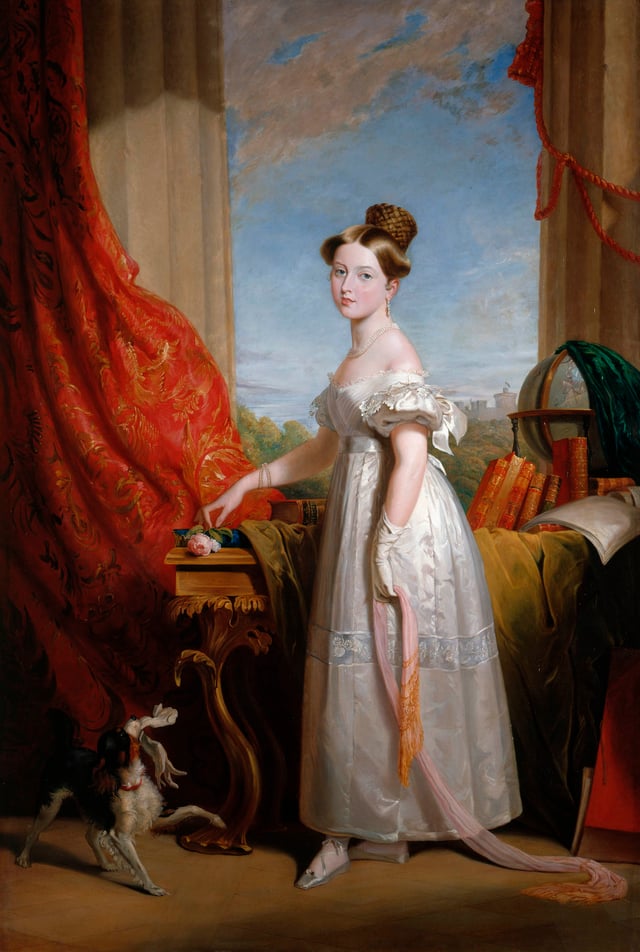 Portrait of Victoria with her spaniel Dash by George Hayter, 1833
