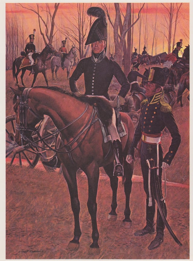 The horseman in the foreground is an infantry surgeon in the uniform adopted in January 1812.