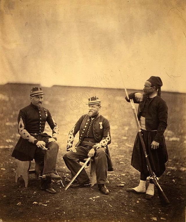 Two French Zouaves officers and one private