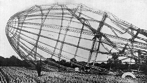 Wreckage of Zeppelin L31 or L32 shot down over England 23 Sept 1916.
