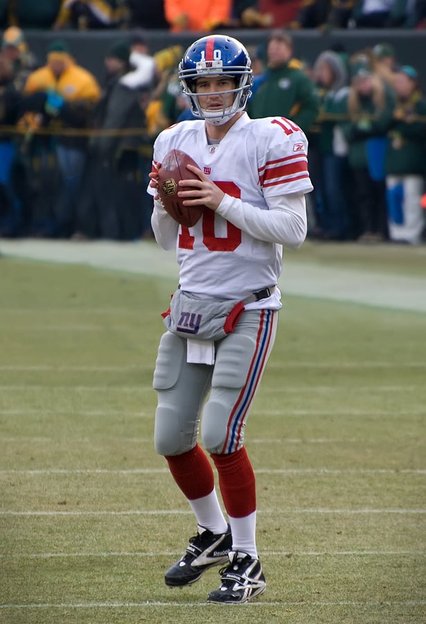 Manning during a playoff game against the Green Bay Packers