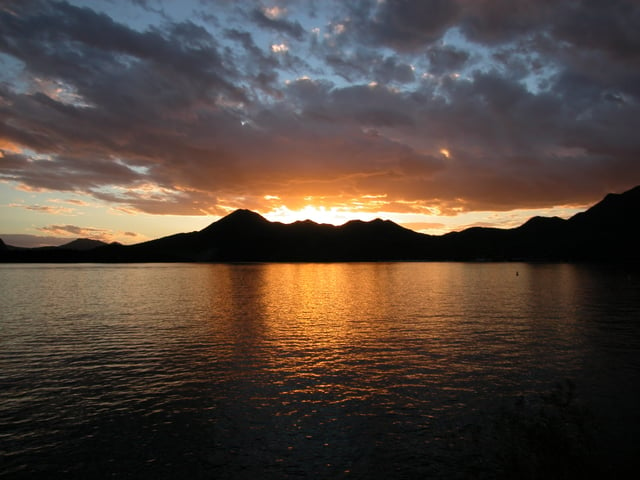 One of the many artificial lakes in Arizona at sunset