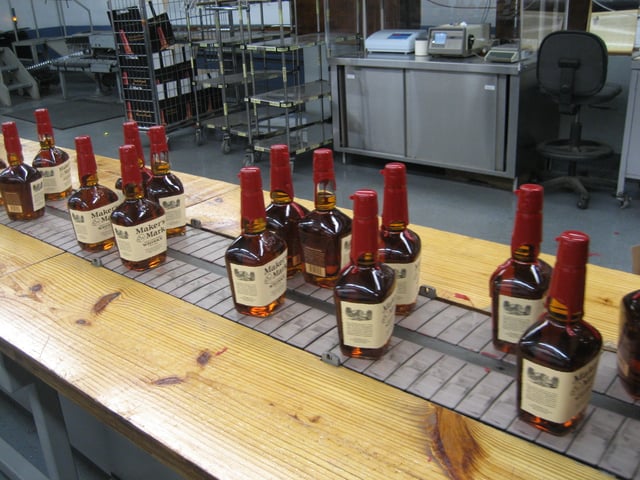 The production line at the Maker's Mark distillery in Loretto, Kentucky