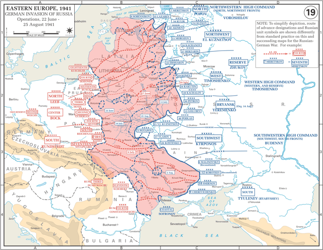 German advances during the opening phases of Operation Barbarossa, August 1941