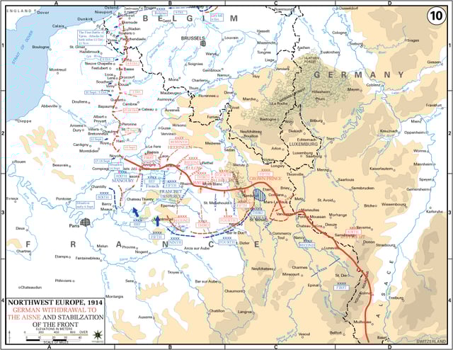 Map of the Western Front and the Race to the Sea, 1914