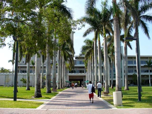 Walkway leading to the Otto G. Richter Library on the campus of the University of Miami