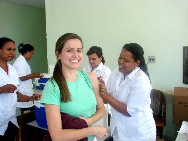 Woman receiving rubella vaccination, Brazil, 2008.