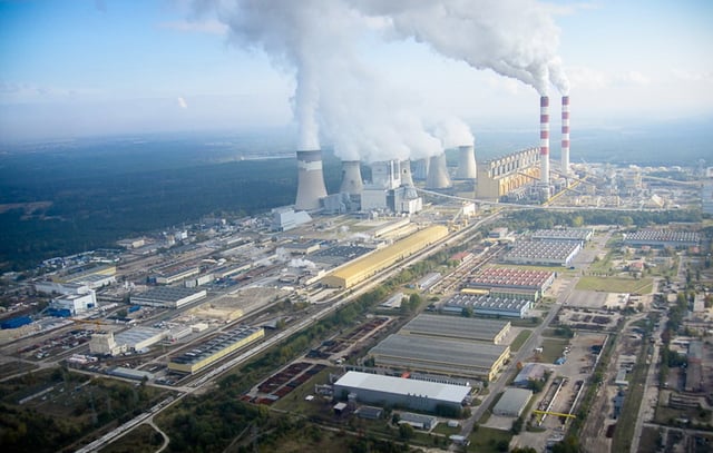 Bełchatów Power Station is a lignite-fired power station that produces 27–28 TWh of electricity per year, or twenty percent of the total power generation in Poland.