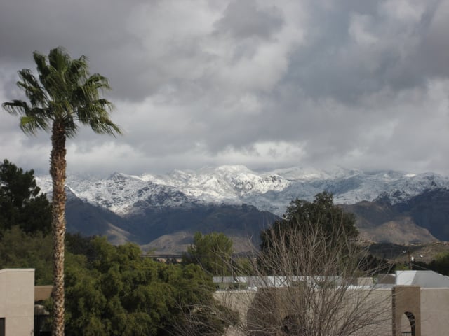 Snow in nearby Santa Catalina Mountains