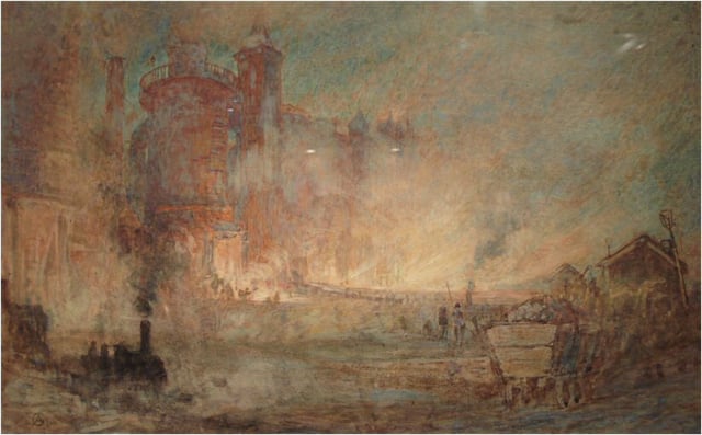 Painting of Bell Brothers Ironworks at Port Clarence by Albert Goodwin