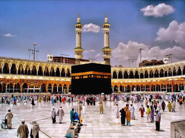 Pilgrims in the annual Hajj at the Kaabah in Mecca.