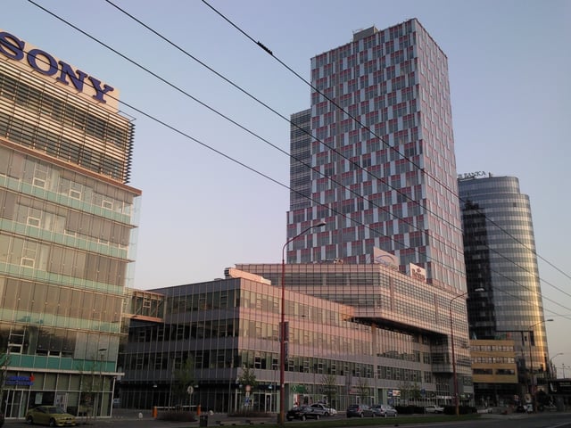 High-rise buildings in Bratislava's business districts