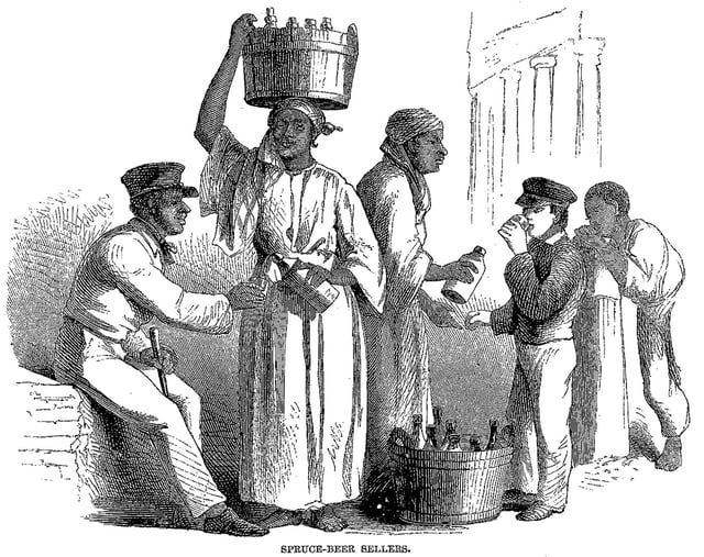 Spruce Beer Sellers in Jamaica, from Harper's Monthly Magazine, Vol. XXII, 1861, p. 176