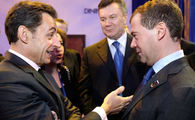 Before the beginning of the Nuclear Security Summit with President of France Nicolas Sarkozy and Dmitry Medvedev.