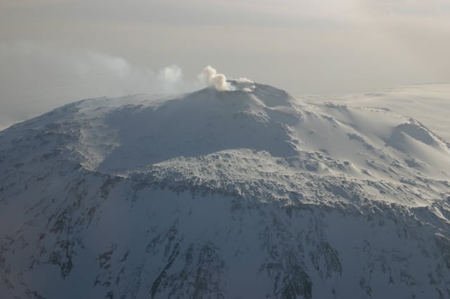 Mount Erebus, an active volcano on Ross Island