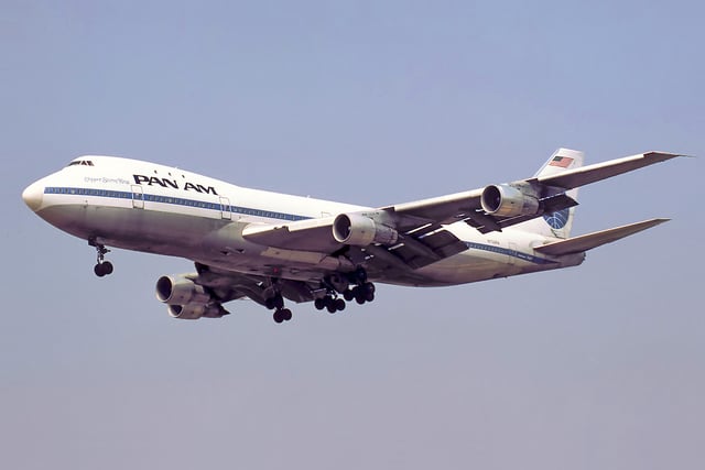 The original 747-100 has a short upper deck with three windows per side, Pan Am introduced it on January 22, 1970