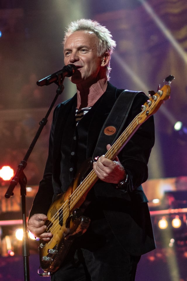 Sting, principal songwriter, lead singer and bassist for English rock band The Police
