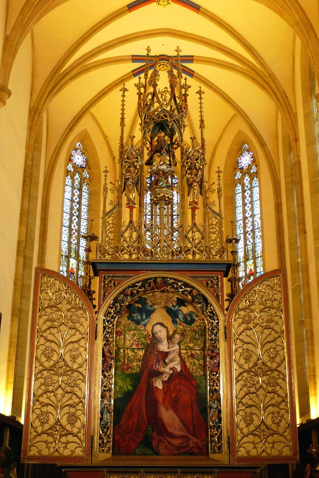 Martin Schongauer's "Virgin in a rose-garden" inside the Église des Dominicains