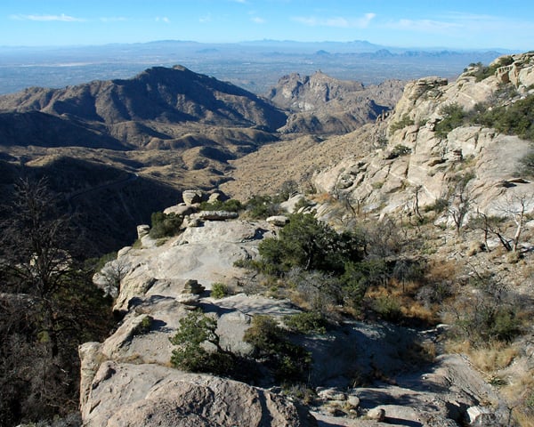 A view of Tucson from Windy Point, at elevation 6,580 feet (2,010 m) along the road up Mt. Lemmon