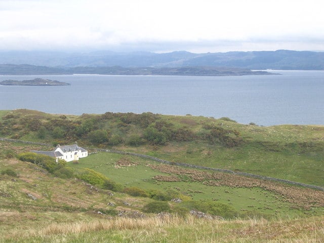 Barnhill on the Isle of Jura, Scotland. Orwell completed Nineteen Eighty-Four while living in the farmhouse.