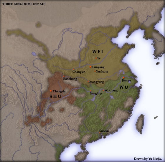 Three Kingdoms in 262, on the eve of the conquest of Shu, Wei, and Wu.