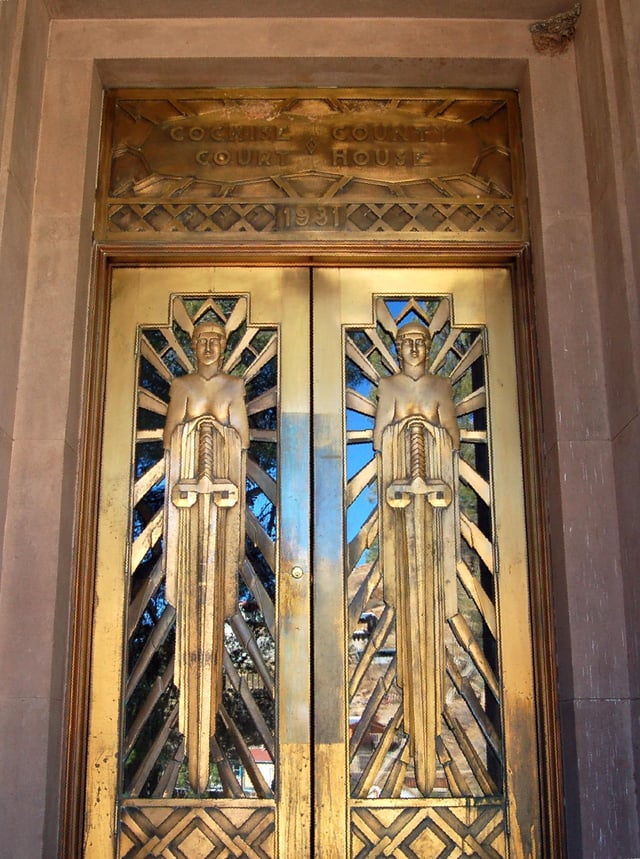 Art Deco doors of the Cochise County Courthouse in Bisbee