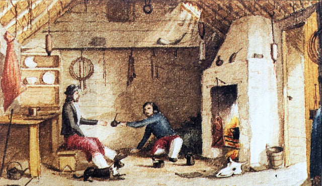 Gauchos from mainland South America, such as these two men having mate at Hope Place in East Falkland, influenced the local dialect