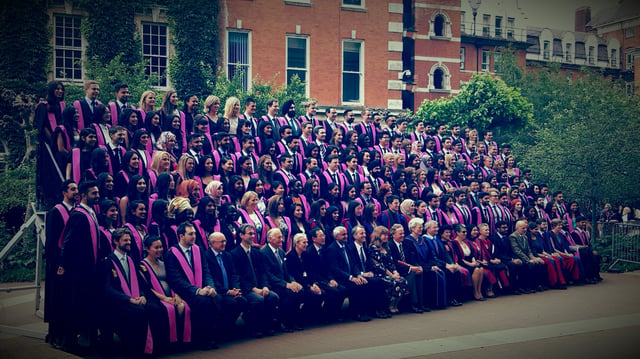 The newly conferred bachelor's degree holders after graduation at King's College London, one of the founding colleges of the University of London