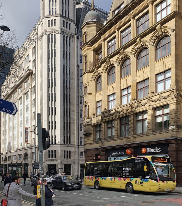 Free buses operate on two routes around Manchester city centre. Each bus departs every 10 minutes, Monday to Saturday.