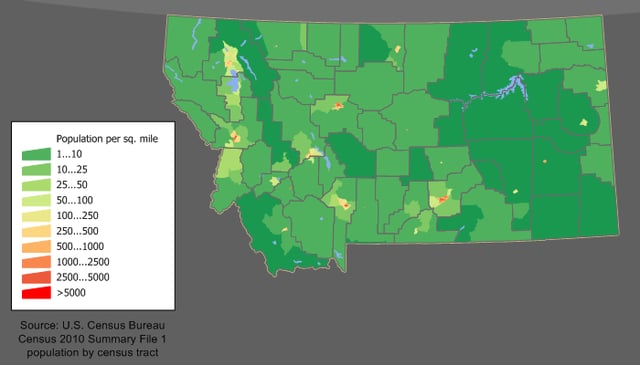 Montana population density map