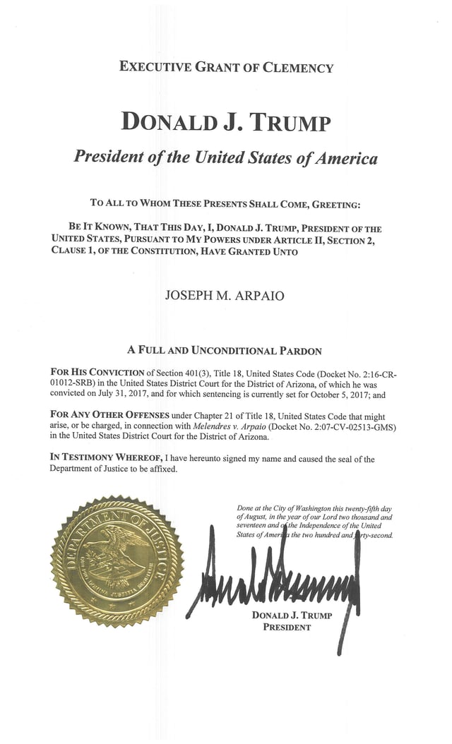 President Trump's full pardon of Joe Arpaio