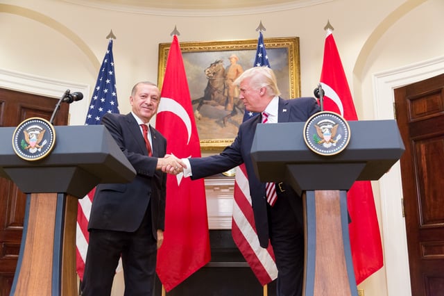 Erdoğan meets with President Donald Trump in the Roosevelt Room at the White House, Washington, D.C., 16 May 2017