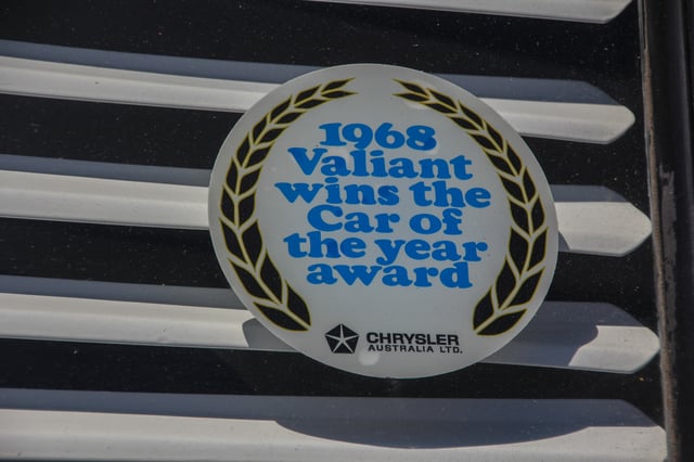 Window sticker as fitted to VE Valiants after winning the 1968 Wheels Magazine Car of the Year award