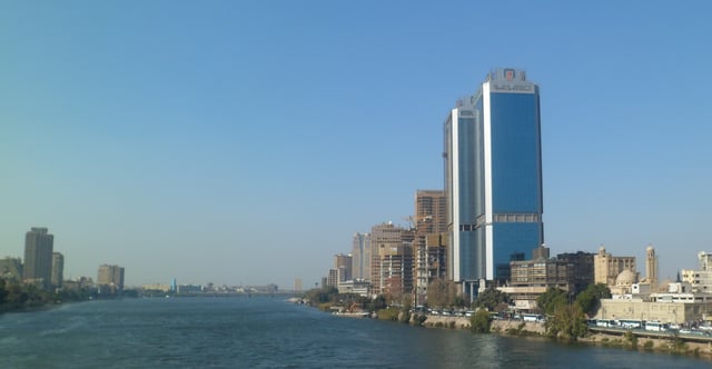The NBE towers as viewed from the Nile.