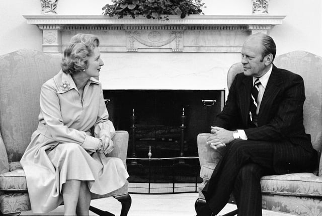 Thatcher with President Gerald Ford in the Oval Office, 1975