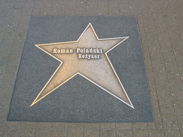 Polanski's star on the Łódź walk of fame