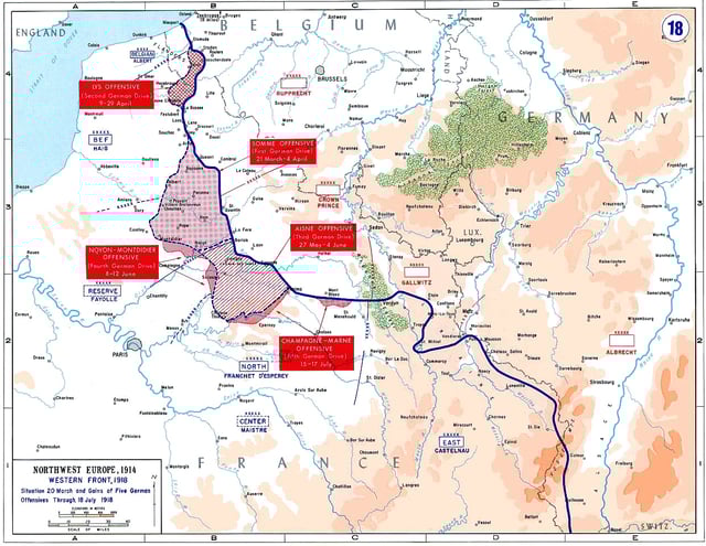 Map of the final German offensives, 1918