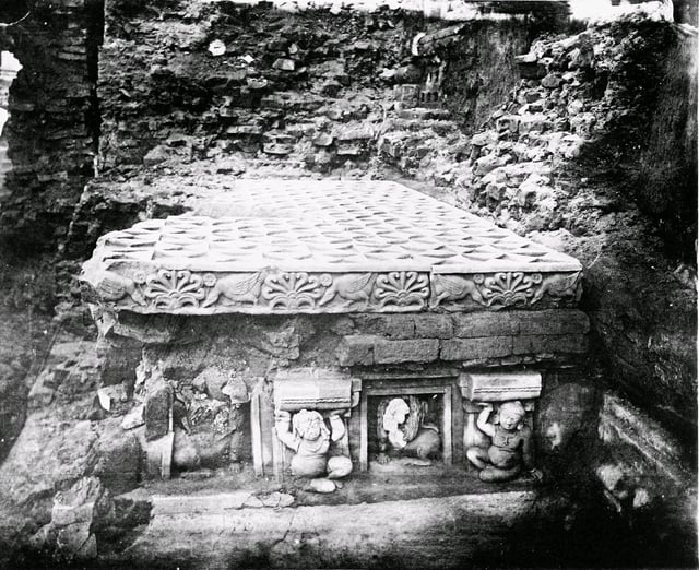 The Diamond throne built by Ashoka at the Mahabodhi Temple in Bodh Gaya, at the location where the Buddha reached enlightenment.