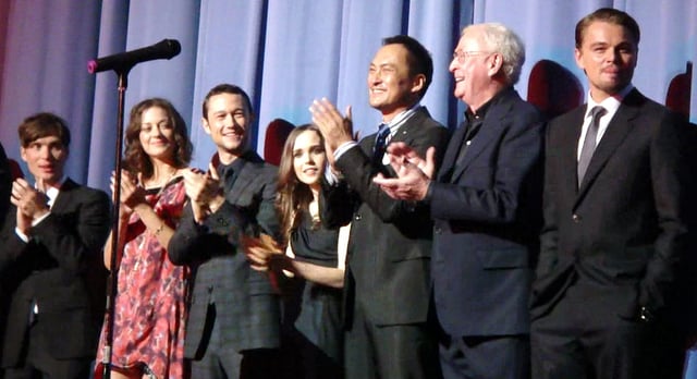 DiCaprio (first on the right) with the cast of Inception at the premiere in July 2010.